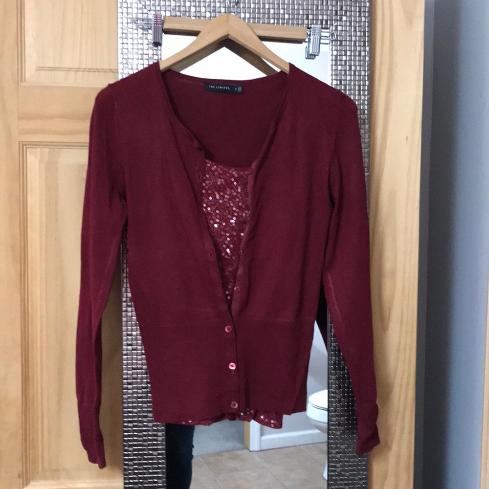 Cardigan and sequined tank